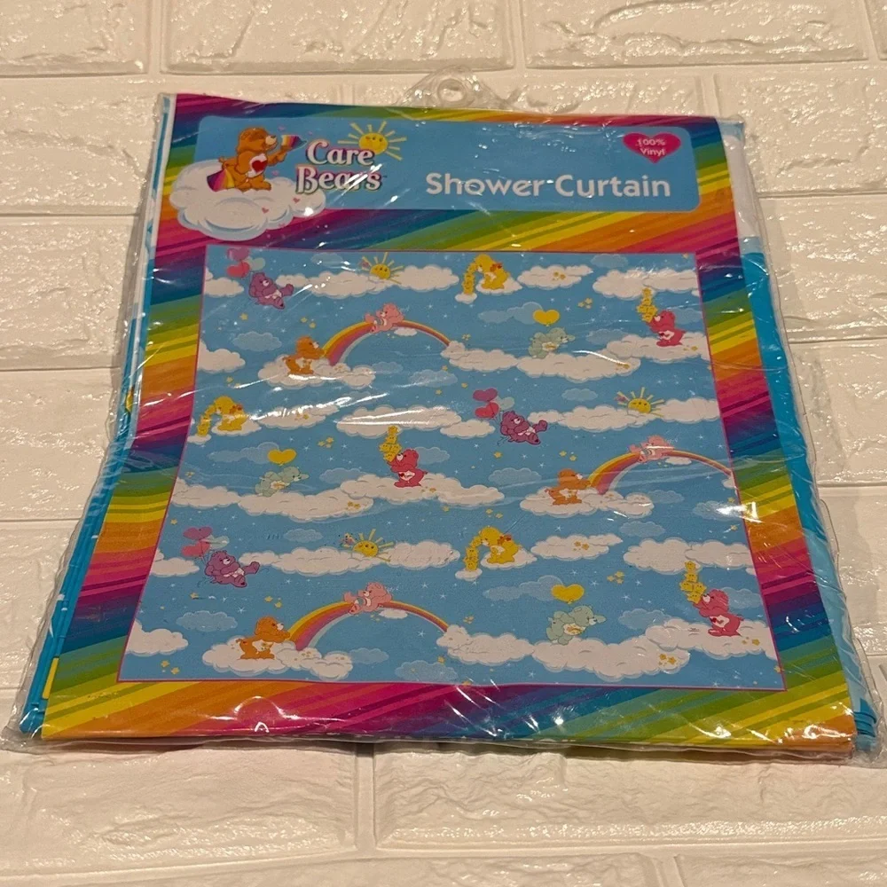 Care Bears Shower Curtain Vinyl Cloud Rainbow Stars Vintage 2003 Jay Franco New